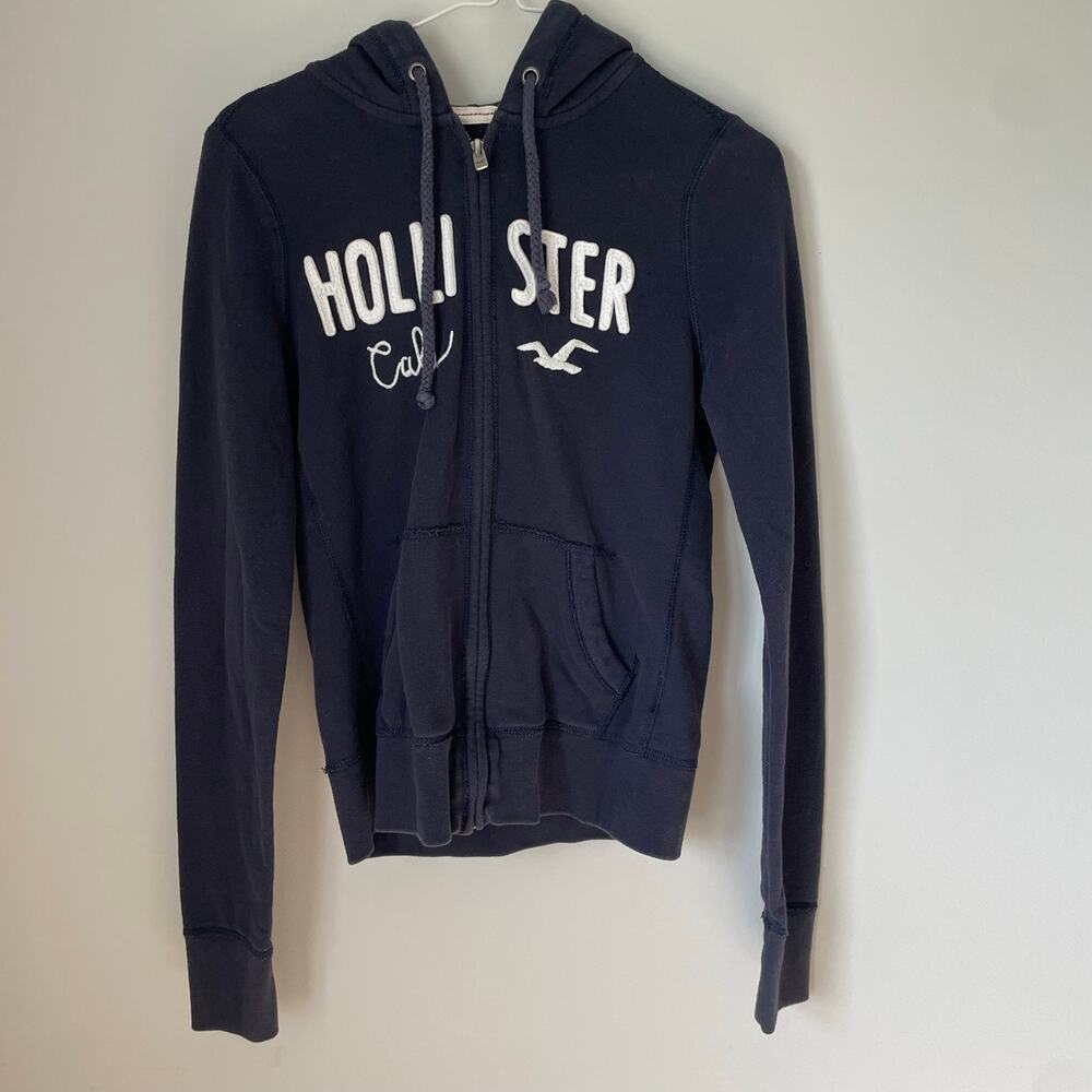 Hollister Cali Y2K Zip-Up Hoodie – Sz M Navy Blue